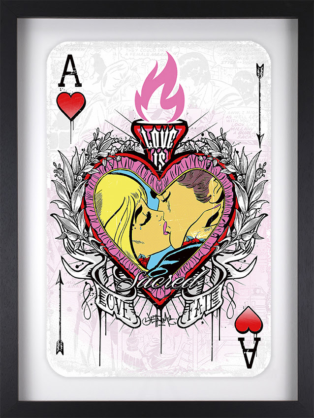 Ace Of Hearts - Artist Proof Black - Framed by JJ Adams