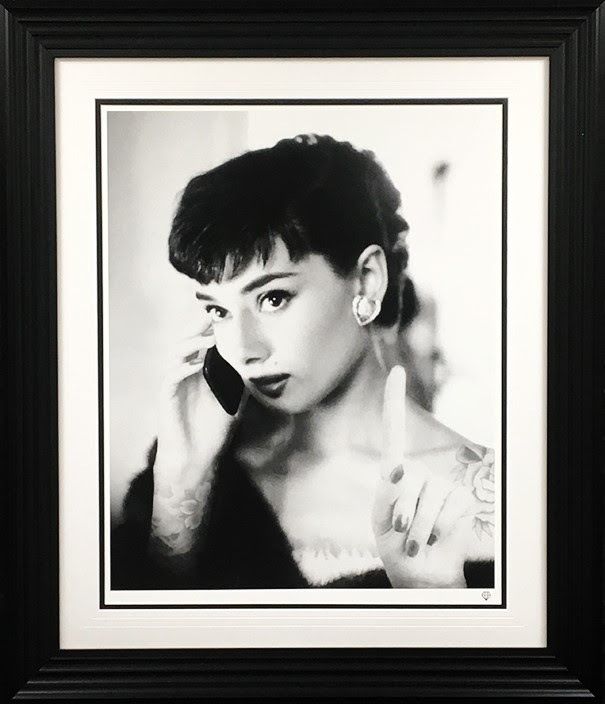 Audrey Hepburn Selfie - Artist Proof - Framed by JJ Adams