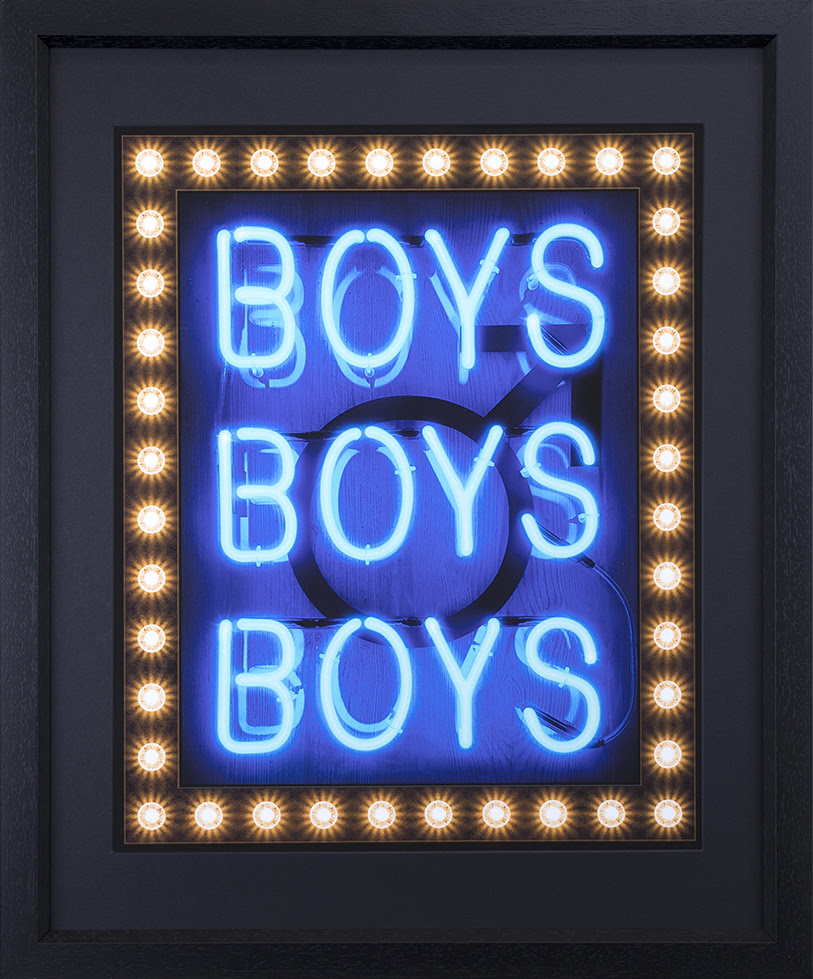 Boys Boys Boys (Blue) - Deluxe - Black - Framed by Courty