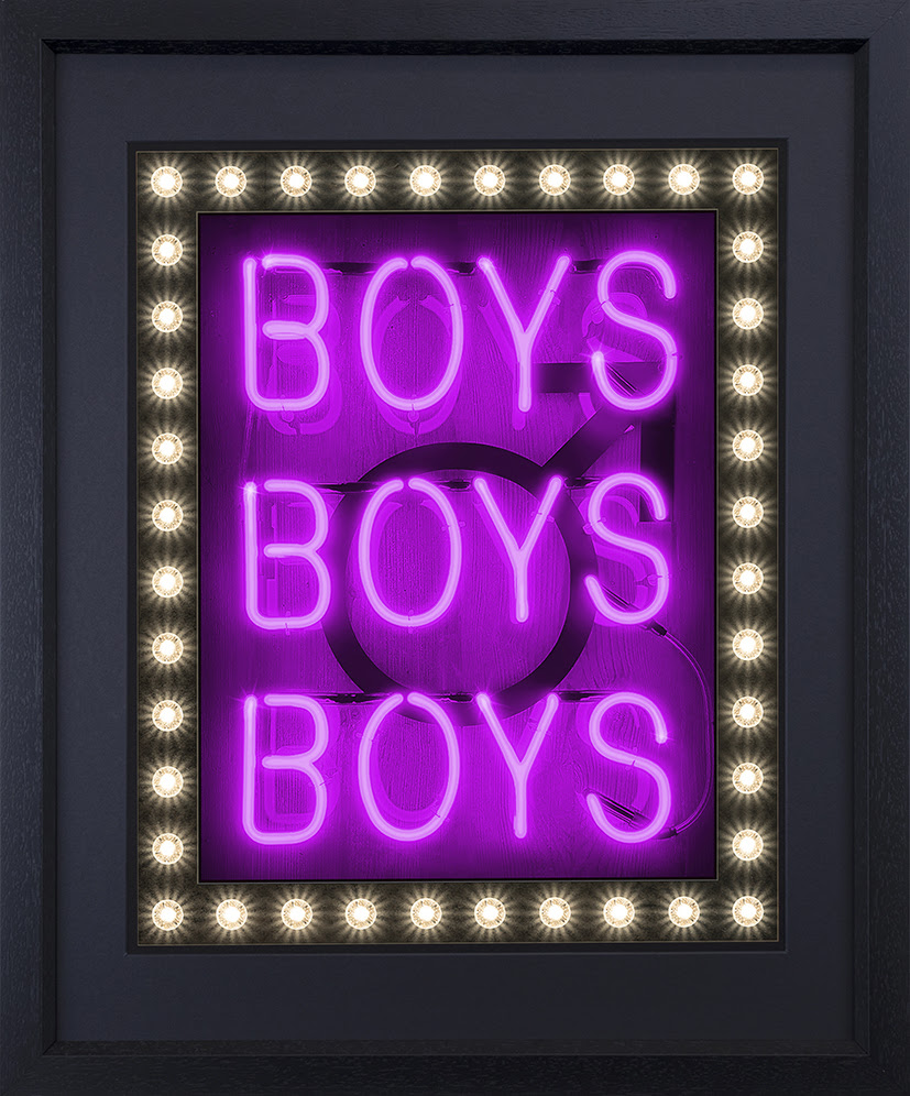 Boys Boys Boys (Purple) - Artist Proof - Deluxe - Black - Framed by Courty