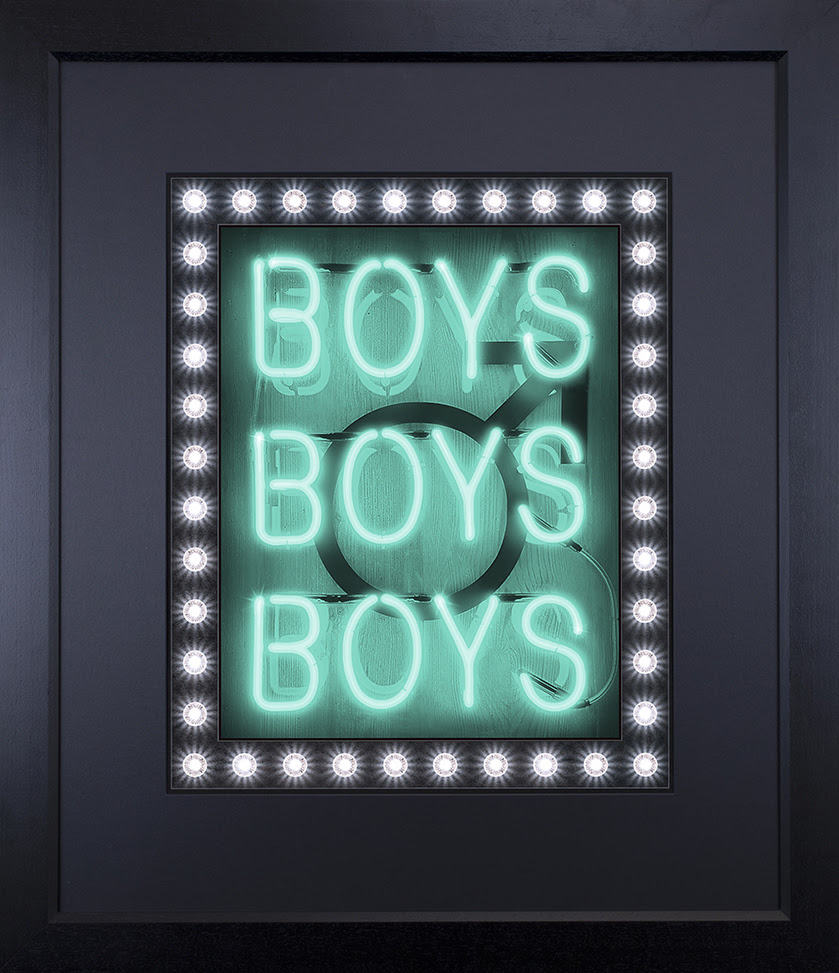 Boys Boys Boys (Turquoise) - Black - Framed by Courty