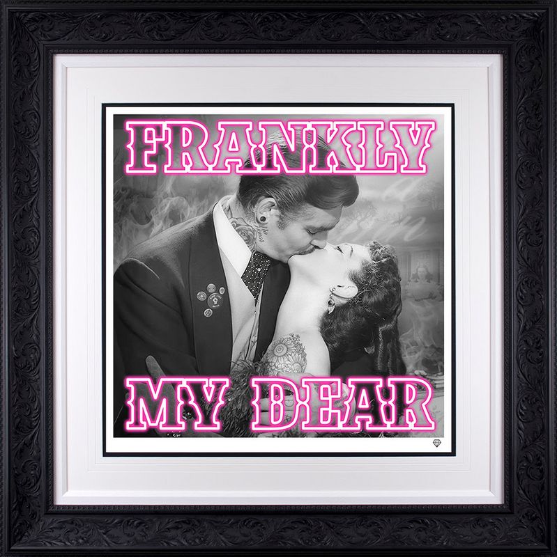 Frankly My Dear...Glass Embellished Pink - Black - Framed by JJ Adams