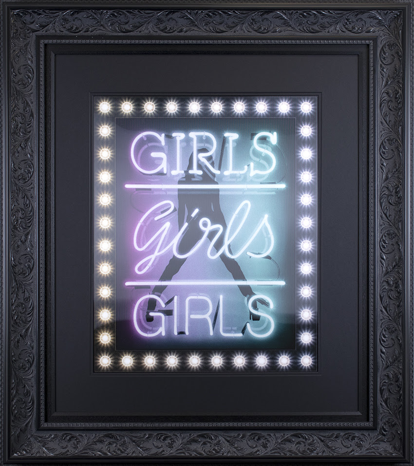 Girls Girls Girls - Lenticular - Black Framed by Courty