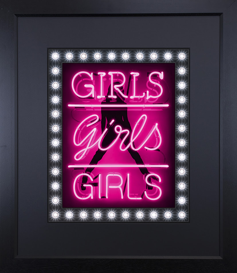 Girls Girls Girls (Hot Pink) - Black - Framed by Courty