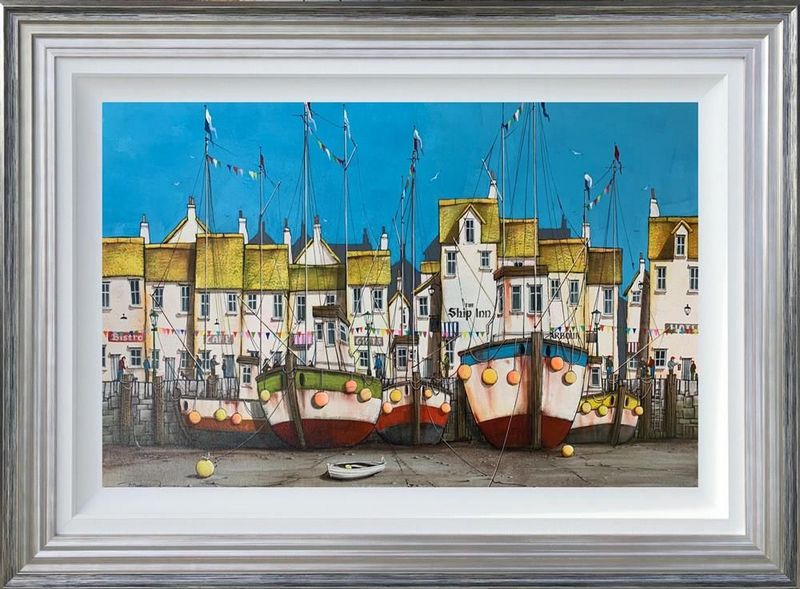 Harbour Dreams - Original - Blue And Silver Framed by Dale Bowen