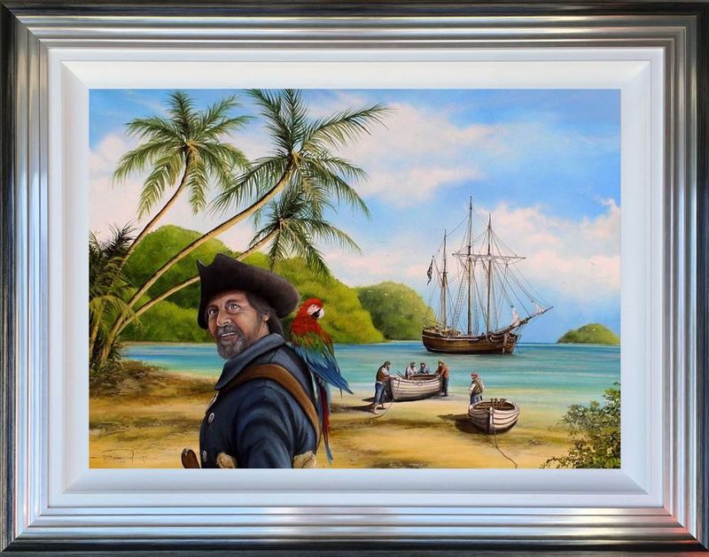 Long John Silver - Original - Blue And Silver Framed by Dale Bowen