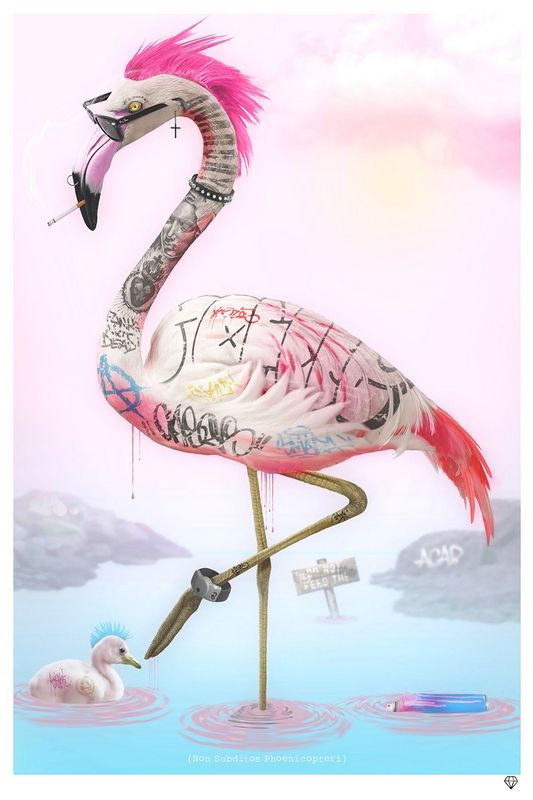 Punk Flamingos - Mounted by JJ Adams