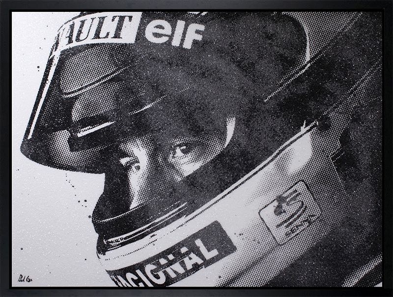 Race To Win (Senna) - Artist Proof Black Framed Box Canvas by Paul Oz