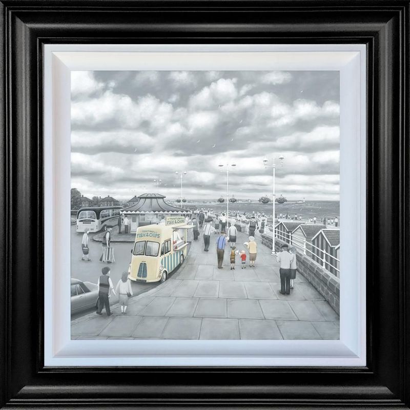 What Do You Like Best, Grandad Or Chips - Deluxe Canvas - Black - Framed by Leigh Lambert